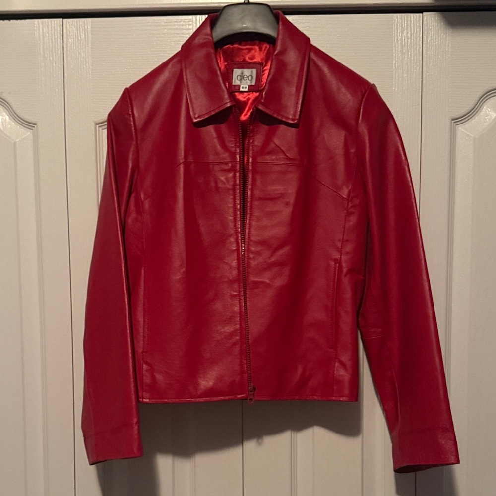 Cleo Vibrant Red Leather Jacket